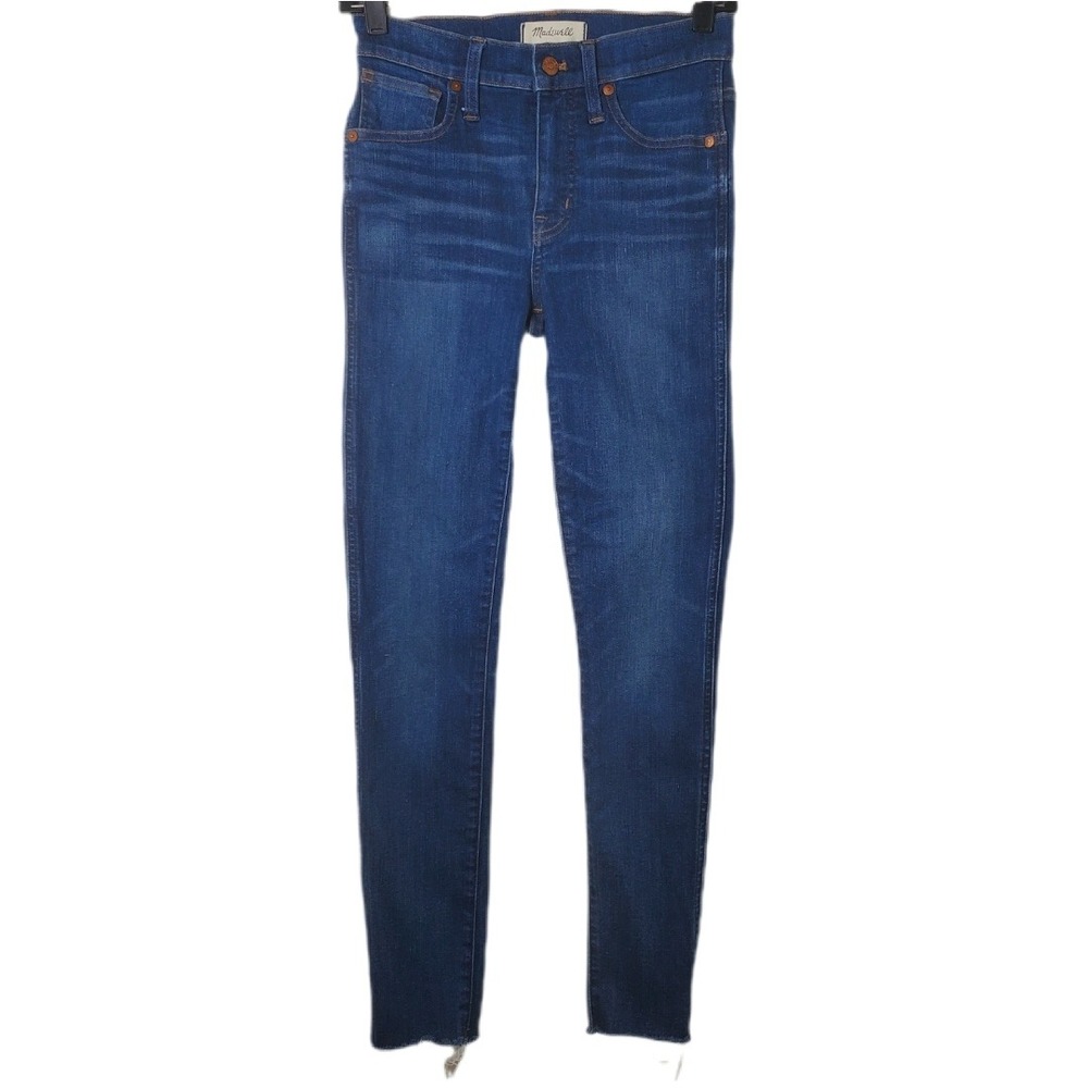 Madewell 9 Inch High Rise Skinny Jeans Raw Hem Dark Wash J6515 Size 26